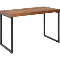 FineBuy Schreibtisch Sheesham Massivholz / Metall 117x59x76,5 cm Computertisch Design Bürotisch Klein Dunkel Laptoptisch Arbeitszimmer