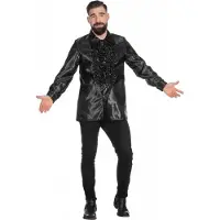 Coppens Satin Rüschenhemd schwarz