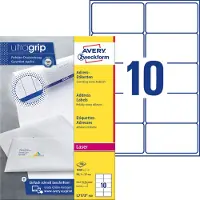 Avery Adressetiketten L7173-100, mit ultragrip, geeignet für Laserdrucker, 99,1 x 57 mm, 1000 Stück/100 A4-Bogen, 100 % FSC-Papier, weiß