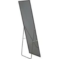 Beliani Stehspiegel Schwarz Aluminium 50 x 156 cm mit Ständer Modernes Design Ganzkörperspiegel Deko Accessoires Wohnzimmer Schlafzimmer Flur Garderobe