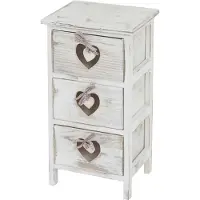 Mendler Kommode Sues, Schubladenkommode Schrank, 3 Schubladen mit Herzen 55x29x25cm, Shabby-Look, Vintage