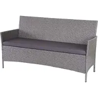Mendler 3-Sitzer Poly-Rattan Gartenbank Hamar, Sitzbank grau, Kissen anthrazit