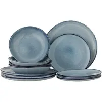 Bloomingville Sandrine Bordservice Set, Blau, Steingut 4 x 3 Stück