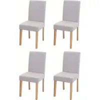 Mendler 4er-Set Esszimmerstuhl Stuhl Küchenstuhl Littau Textil, creme-beige, helle Beine