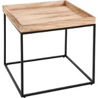MCW Beistelltisch MCW-K71, Kaffeetisch Couchtisch Tisch, Paulownia-Holz Metall 60x60x60cm naturfarben