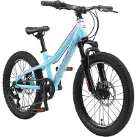 Bikestar Kinder Jugend Mountainbike 20 Zoll ab 6 - 7 Jahre | Hartail MTB Scheibenbremse Federgabel | Weiß Türkis