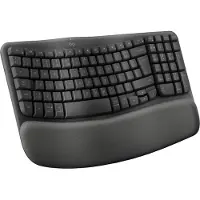 Logitech ERGO Wave Keys, Volle Größe (100%), Kabellos, RF Wireless + Bluetooth, Membran Key Switch, QWERTY, Graphit