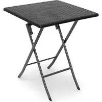 Relaxdays Gartentisch klappbar BASTIAN quadratisch H x B x T: 74 x 61,5 x 61,5 cm, Metall, Kunststoff, Rattan-Optik, schwarz