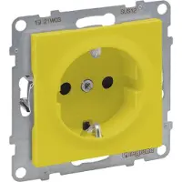 Legrand SEANO Schutzkontakt-Steckdose mit erhöhtem Berührungsschutz, Anschlussdose, Steckklemmen, 16A, 250V, Gelb, 765322