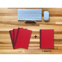 E & Z A 5 Notizbuch - Set, 3+1 gratis, Luxury 80 Seiten ROT JUPITER GLITTER-OPTIK, kariert 7x7mm