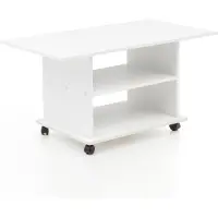 FineBuy Design Couchtisch Weiß 95 x 51 x 54,5 cm Drehbar mit Rollen Wohnzimmertisch Coffee Table Sofatisch Loungetisch Holz Kaffeetisch mit Stauraum