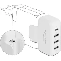 DeLOCK Adapter für Apple Netzteil mit PD und QC 3.0, USB 3.2 Gen 1 (3.1 Gen 1) Type-C, USB 3.2 Gen 1 (3.1 Gen 1) Type-A, USB 3.2 Gen 1 (3.1 Gen 1) Type-C, Weiß, 20 V, 3 A, 59 mm