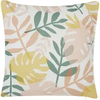 Beliani Gartenkissen 2er Set Bunt Stoffbezug quadratisch 45 x 45 cm mit Füllung Blättermuster Reißverschluss für Lounge Garten Terrasse Indoor Outdoor