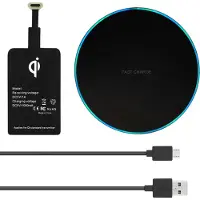 Avizar , Qi-Ladegerät-Set (Qi-Ladegerät + USB-C Qi-Ladeempfänger), Schwarz