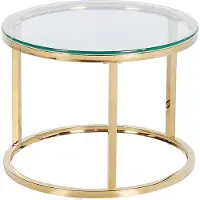 Beliani Couchtisch 2er Set Gold aus Glas Edelstahl Rund Glänzend Glamour Stil Elegant Edel für Wohnzimmer