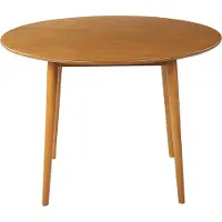 Beliani Esszimmertisch Hellbraun ø 110 cm MDF-Platte Füßen Gummibaumholz Runder Tisch Retro-inspiriertes Design Modern
