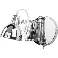 Beliani Wandleuchte 2er Set Silber Metall mit Ziehharmonika Arm verstellbarer Schirm Glockenförmig Industrial