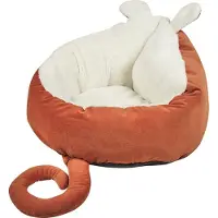 Beliani Tierbett Orange Maus Form 50 x 45 cm aus weichem Samtstoff Hundekissen aus Polyester für Hunde, sowie Katzen Wohnzimmer Flur Schlafzimmer