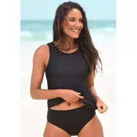 LASCANA Bikini-Hose , Damen, Gr. 46, N-Gr, schwarz, Polyamid, unifarben, Badehosen Bikini-Hose, mit höher geschnittener Form, Topseller