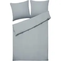 Beliani Bettwäsche Set Grau Streifen Baumwolle 3-teilig Komfortgröße für Einzelbett 155x220 cm 2 Kopfkissenbezüge und Deckenbezug mit Knopfverschluss