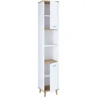 VCM Holz Badezimmerschrank | Badmöbel | Stand Badschrank | Badezimmer | Hochschrank | Maße ca. H. 181 x B. 32 x T. 28 cm - Landos