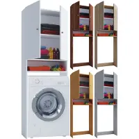 VCM Waschmaschinenschrank | Praktischer Überbauschrank mit viel Stauraum | Maße: B. 64 x H. 182 x T. 27 cm | Waschmaschinenregal für Bad und Waschküche | Waschmaschinenüberbauschrank - Lona