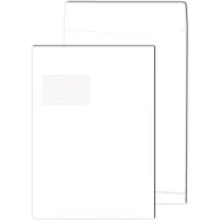 Mailmedia Faltentaschen DIN C4 mit Fenster weiss mit 4,0 cm Falte, 100 St.
