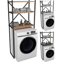 VCM Metall Überbauschrank | Waschmaschine | Maße: H. 160 x B. 66 x T. 34 cm | 3 Ablagen aus Holz - Insasi