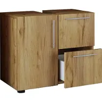 VCM Holz Waschbeckenunterschrank | Badschrank | Maße: H. 51 x B. 61 x T. 32 cm | 1 Drehtür | 2 große Schubladen | modernes Badezimmermöbel - Flandu