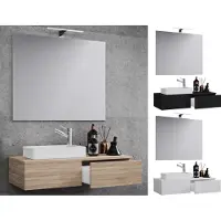 VCM 3-tlg Set | Waschplatz für Gäste WC | Gästebad mit Spiegel | Waschtisch Toilette | Badmöbel Badezimmer Set - Gudas SP