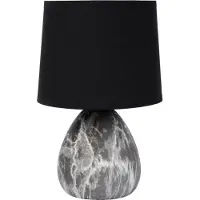 Konstsmide Marmo Tischleuchte aus Keramik im Marmor-Look, Leinen, H: 25.5 cm, Ø: 16 cm