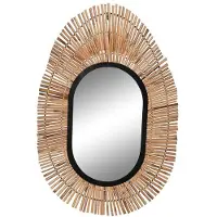 DKD Home Decor Natürlicher Schwarz Metall Rattan Wandspiegel - DKD Home Decor