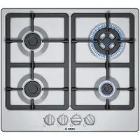 Bosch Serie 4 PGH6B5B90, Edelstahl, Integriert, 60 cm, Gaskochfeld, Edelstahl, 4 Zone(n)