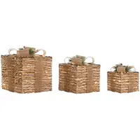 DKD Home Decor Christmas bauble Natural 25 x 25 x 25 cm (3 Pieces)