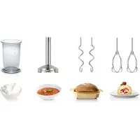 Bosch Handmixer "Styline MFQ4080, Edelst. Rührbesen/Knethaken, Mixfuß, 5 Stufen, weiß", bunt (weiß, silberfarben), Mixer, Zerkleinerer, Turbotaste, leichtes Gehäuse, Made in Europe, Handmixer