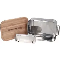 Makita Toolbrothers Lunchpaket mit Isoliertasche + Toolbrothers Fan Edelstahl Brotdose mit Bambus De