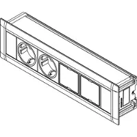 Evoline Frame-Dock Data Steckdosenleiste 2-fach mit 2 freien Modulplätzen Alu