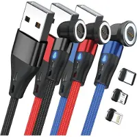 RealPower MagneticCharge3, 1 m, USB A, Schwarz, Blau, Rot