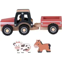 Egmont toys Robuster Holztraktor mit Anhänger und Bauernhoftieren
