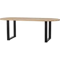 Woood Tablo Gartentisch Oval Aus Eichenholz, U-Tischbein, Braun, 220 X 90 Cm