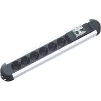 Bachmann PRIMO RCD Steckdosenleiste 6x Schutzkontakt 1xRCD Schutz, Aluminium, 2 m