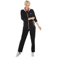 Witt Jogginganzug "Freizeitanzug Freizeitanzug mit Kontrast-Details", Damen, Gr. 36/38, schwarz (schwarz, orchidee), Basic, Sportanzüge Jogginganzug
