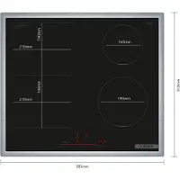 Bosch Serie 6 PVS645HB1E, Schwarz, Integriert, 60 cm, Zonen-Induktionskochfeld, Glaskeramik, 4 Zone(n)