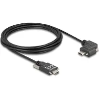 DeLOCK USB 2.0 Kabel USB Type-C Stecker mit Schrauben zu USB Type-C Stecker mit Schrauben gewinkelt links / rechts PD 3.0 60 W 3 m, 3 m, USB C, USB C, USB 2.0, 0,48 Gbit/s, Schwarz