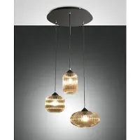 FABAS LUCE Pendelleuchte Nordal E27 Ø580mm Schwarz Bernstein