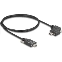DeLOCK USB 2.0 Kabel USB Type-C Stecker mit Schrauben zu USB Type-C Stecker mit Schrauben gewinkelt links / rechts PD 3.0 60 W 1 m, 1 m, USB C, USB C, USB 2.0, 0,48 Gbit/s, Schwarz