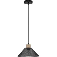 Lyora Design-Pendelleuchte Ian schwarz mit Holz