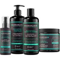 Kerargan - Feuchtigkeitsspendendes Set Shampoo, Spülung, Maske & Serum mit Kokosöl 1600 ml