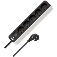 Brennenstuhl 1153254520, 5 m, Drinnen, IP20, Schwarz, Weiß, 5 AC-Ausgänge, 230 V