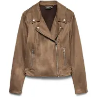 Vero Moda Bikerjacke "VMJOSE SHORT FAUX SUEDE JACKET GA NOOS" mit asymetrischem Reißverschluss
